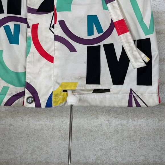 Vintage 90s Volcom Puffer Ski Jacket Mens S White Multicolor Full Zip Insulated - Picture 8 of 9